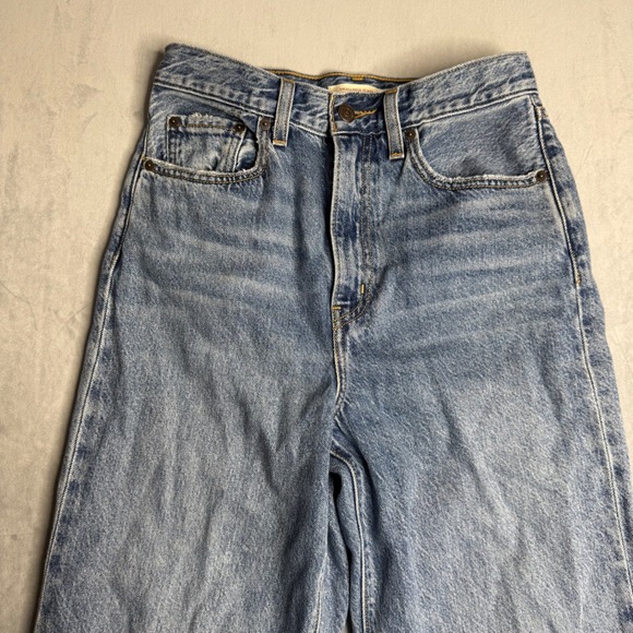 Levi's Jeans Womens 27‎ High Loose Flare Medium Wash Baggy Fading Distressed - Picture 2 of 11
